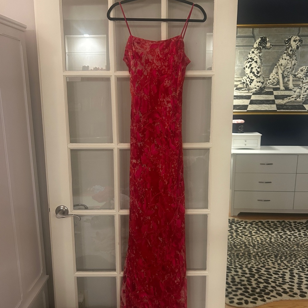 Cache Vintage Red Silk Bias Cut Dress